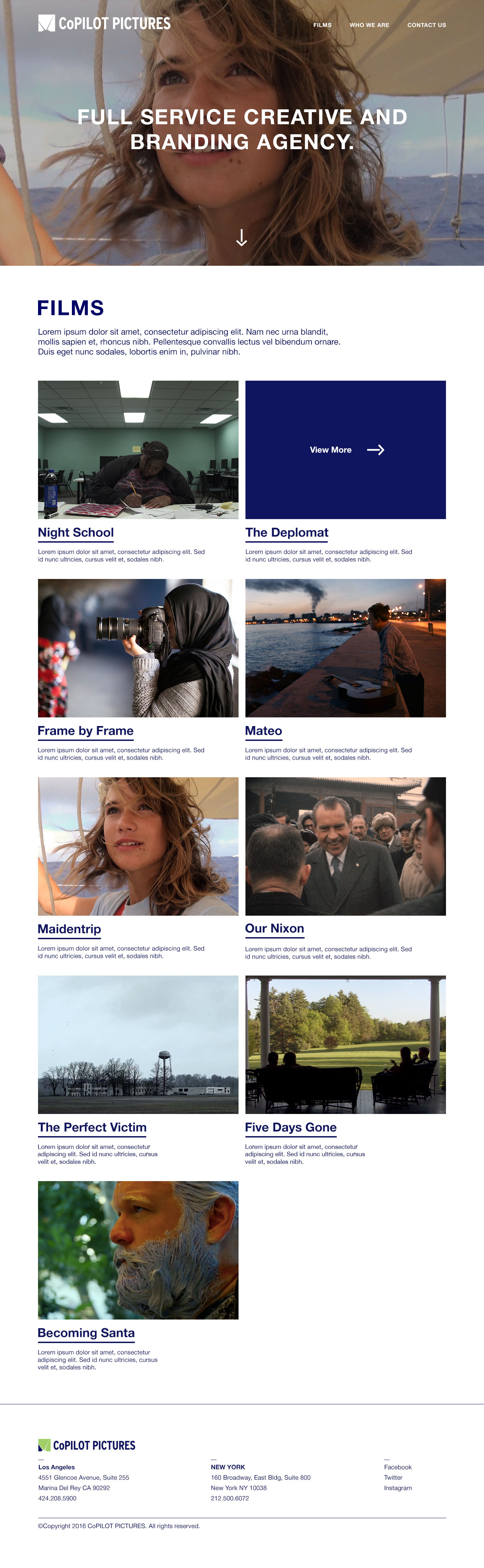 CoPilot Pictures Website Homepage Design