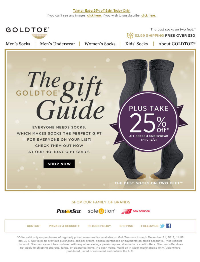 GoldToe Holiday Email Image